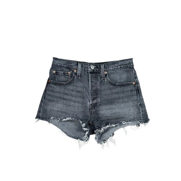 Levi’s 501® Original Fit High Rise Women’s 26 Jean Short Gray Wash Denim Cut Off - Picture 2 of 11